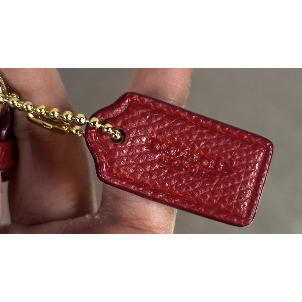 Coach Red Leather Wristlet Wallet Bow Accent Zip Closure Wrist Strap - Picture 5 of 6